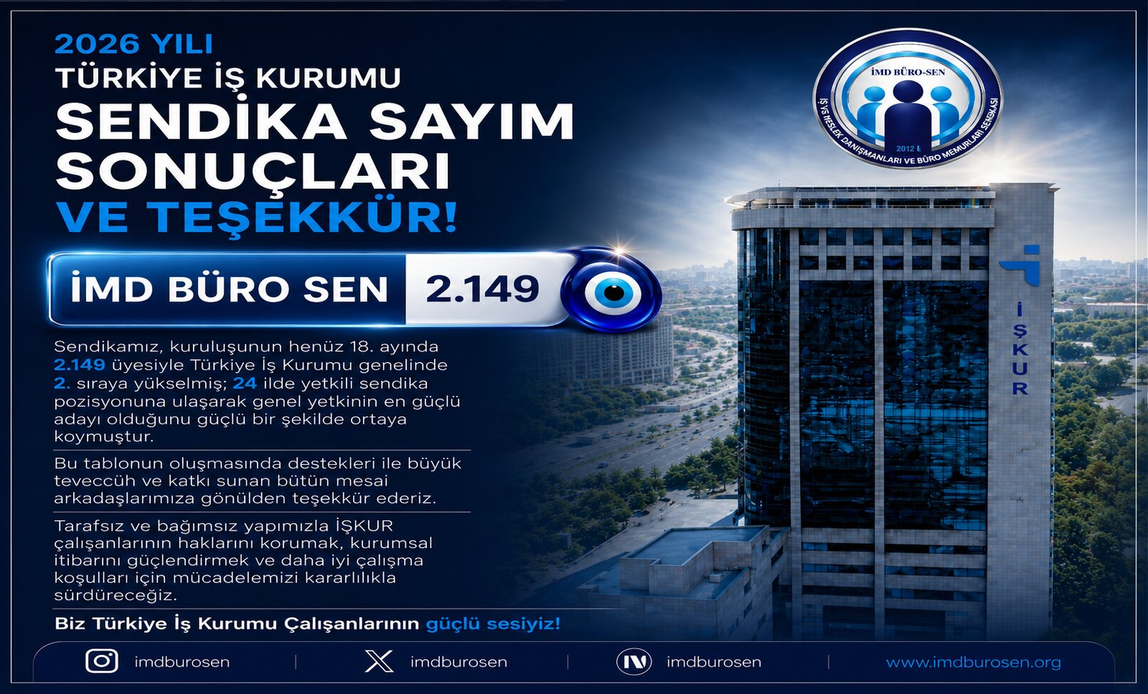 2026 Yılı Türkiye İş Kurumu Sendika Sayım Sonuçları